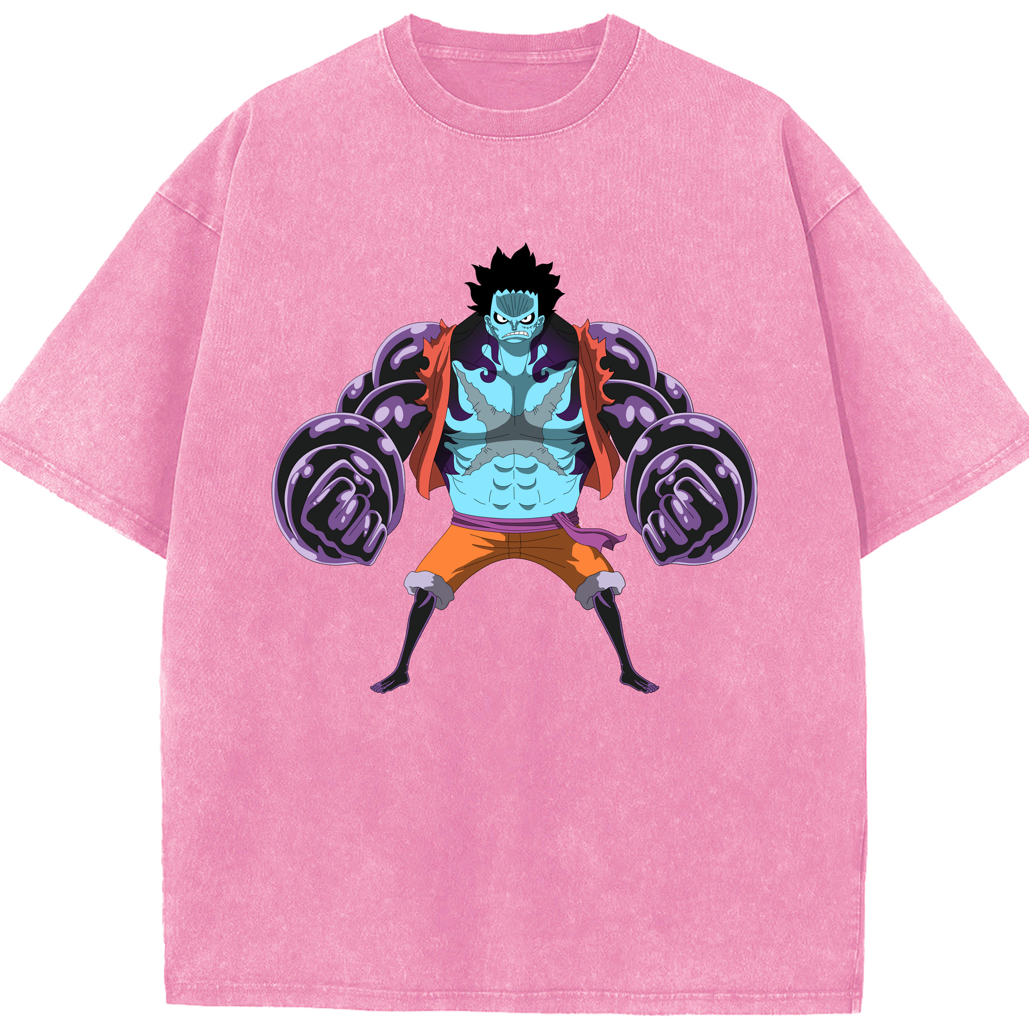 ワンピース モンキー・D・ルフィ ONE PIECE Monkey D. Luffy 綿100% ヴィンテージ風 半袖Tシャツ（フロントプリント）